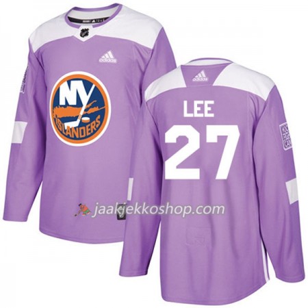 Miehille NHL New York Islanders Pelipaita Anders Lee 27 Adidas 2017-2018 Violetti Fights Cancer Practice Authentic